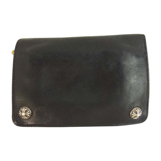 CHROME HEARTS クロムハーツ（原本無）  2ZIP WALLET クロスボール ボタン 2ジップ ウォレット ブラック系【中古】