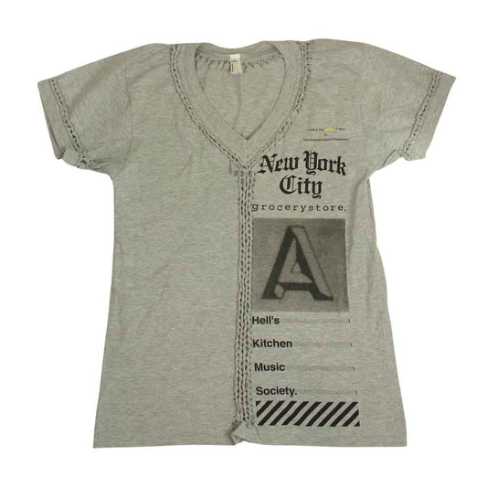 ナンバーナイン 12SS gs-t.003 初期 American Apparelボディ 編み込み Vネック 半袖 Tシャツ グレー系 M【中古】