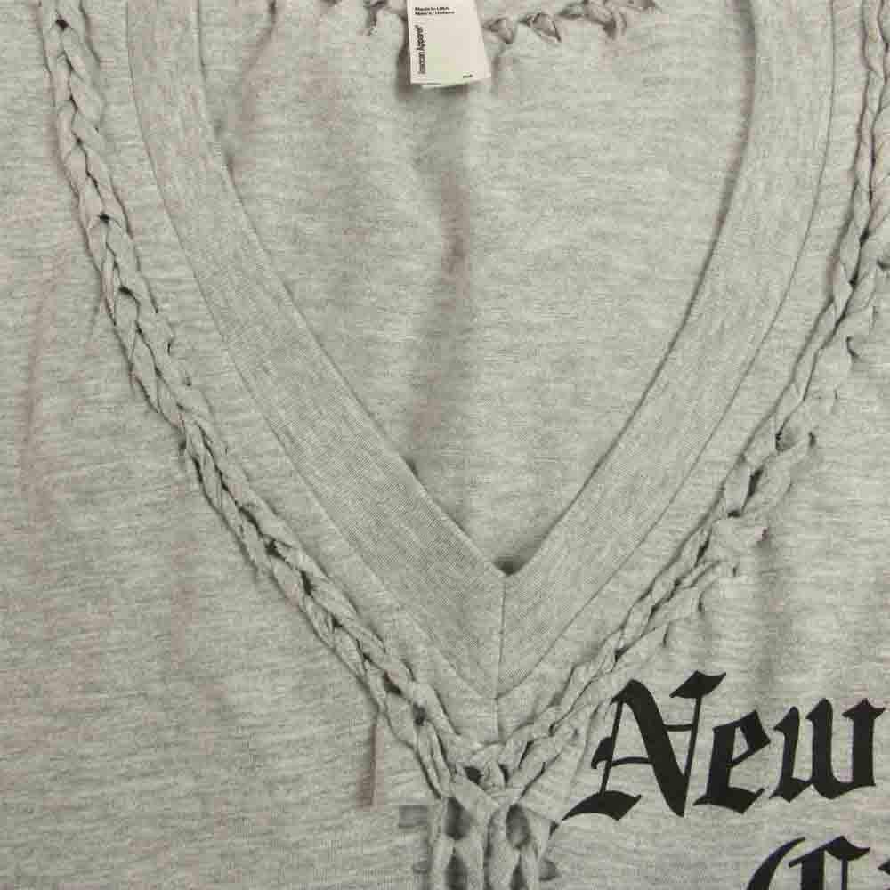 ナンバーナイン 12SS gs-t.003 初期 American Apparelボディ 編み込み Vネック 半袖 Tシャツ グレー系 M【中古】