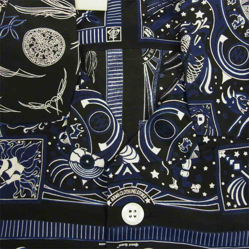 N.HOOLYWOOD エヌハリウッド × Children of the discordance チルドレンオブザディスコーダンス 9211-SH18-046pieces Hawaiian Shirt ハワイアン バンダナ 半袖 アロハ シャツ ネイビー系 40【新古品】【未使用】【中古】