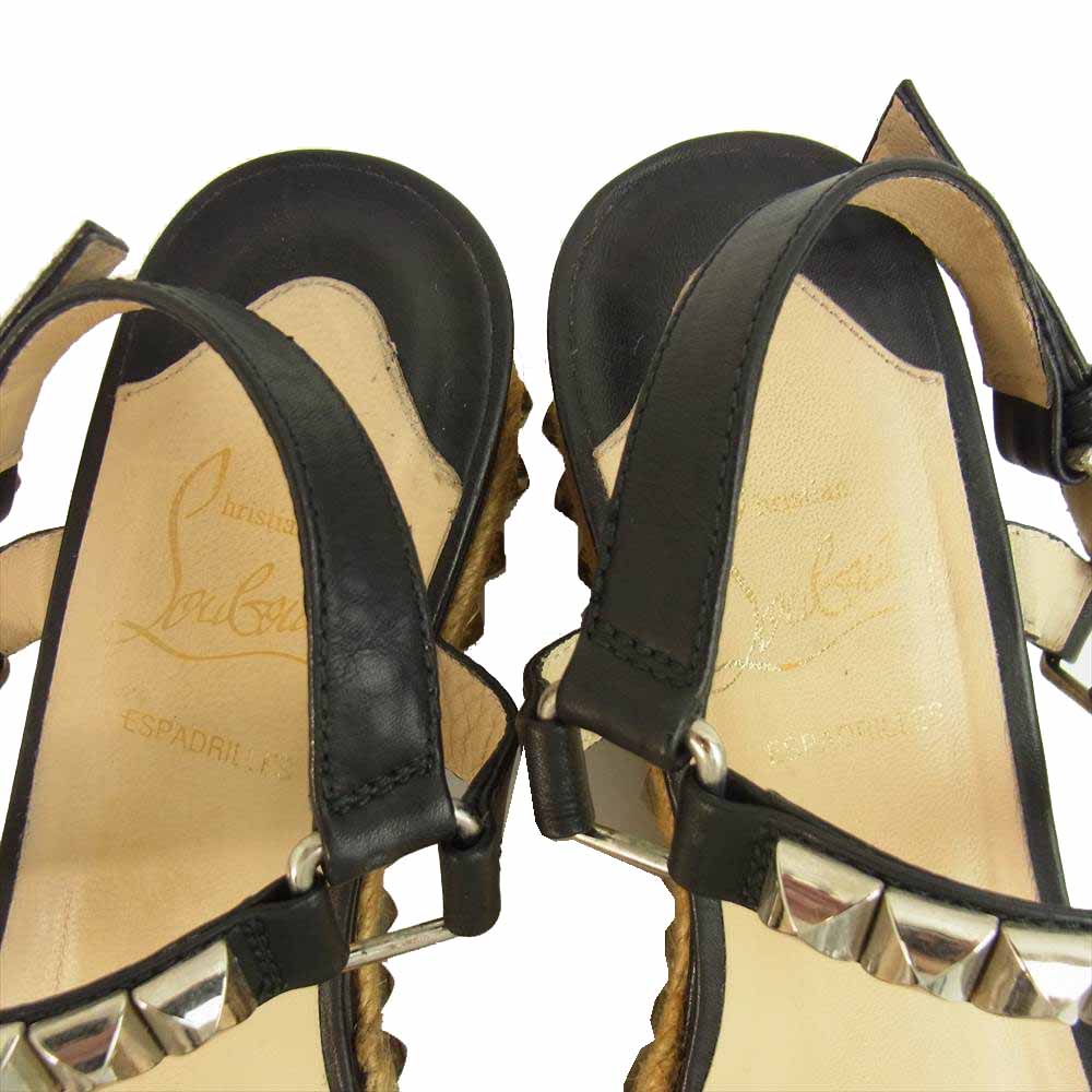 Christian Louboutin クリスチャンルブタン 1130414 ウェッジソール ブラック シルバースタッズ サンダル ブラック系 37【中古】