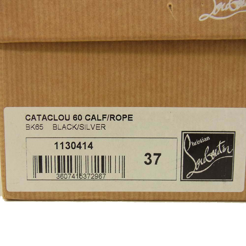 Christian Louboutin クリスチャンルブタン 1130414 ウェッジソール ブラック シルバースタッズ サンダル ブラック系 37【中古】