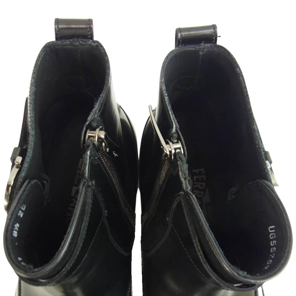Salvatore Ferragamo サルヴァトーレフェラガモ UG5570 CYRANO サイドジップ ブーツ ブラック系 8 1/2【中古】