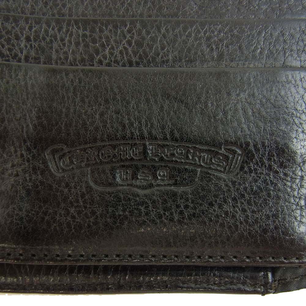 CHROME HEARTS クロムハーツ（原本無） WAVE ウェーブ クロスボール ボタン レザー ウォレット ブラック系【中古】