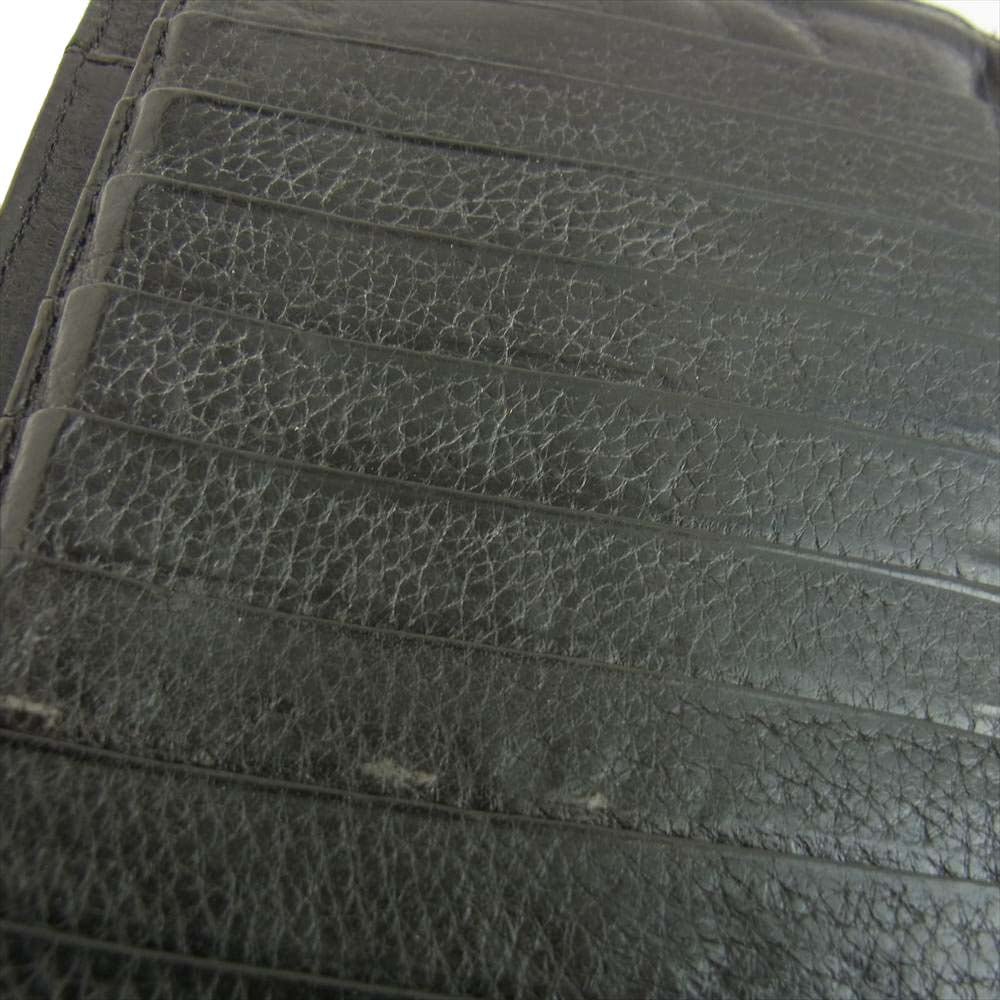 CHROME HEARTS クロムハーツ（原本無） WAVE ウェーブ クロスボール ボタン レザー ウォレット ブラック系【中古】