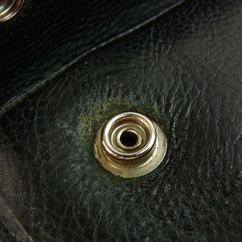 CHROME HEARTS クロムハーツ（原本無） WAVE ウェーブ クロスボール ボタン レザー ウォレット ブラック系【中古】