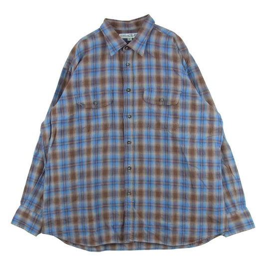 INDIVIDUALIZED SHIRTS インディビジュアライズドシャツ LINEN CHECK SHIRTS リネン チェック 長袖 シャツ ブルー系 ブラウン系 M【中古】