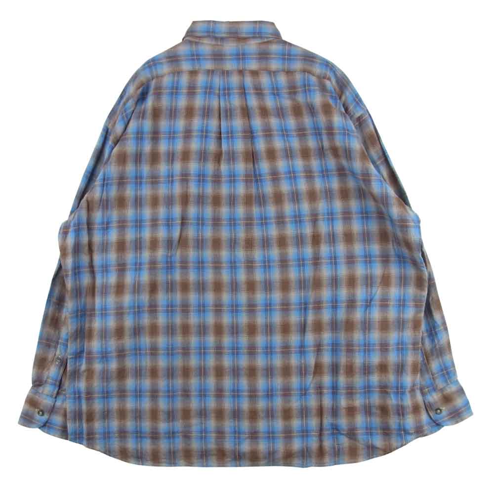 INDIVIDUALIZED SHIRTS インディビジュアライズドシャツ LINEN CHECK SHIRTS リネン チェック 長袖 シャツ ブルー系 ブラウン系 M【中古】