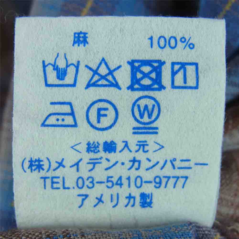 INDIVIDUALIZED SHIRTS インディビジュアライズドシャツ LINEN CHECK SHIRTS リネン チェック 長袖 シャツ ブルー系 ブラウン系 M【中古】
