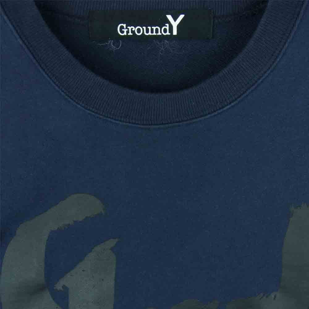 Yohji Yamamoto ヨウジヤマモト Ground Y GW-T68-078 グラウンドワイ ロゴ プリント スウェット ネイビー系 3【中古】