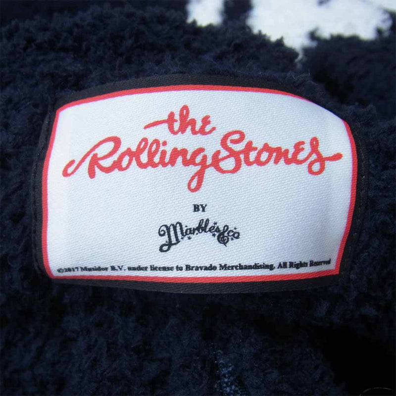 MARBLES マーブルズ × The Rolling Stones Pile Hooded Jacket ローリングストーンズ パイル ジップ パーカー ネイビー系 M【極上美品】【中古】