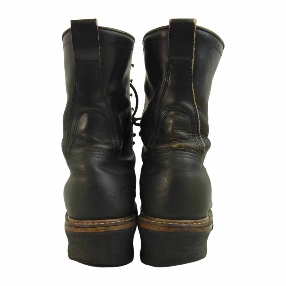 RED WING レッドウィング PT91 2218 スチールトゥ レースアップ ロガー 茶芯 ブーツ ブラック系 実寸約26.5cm【中古】