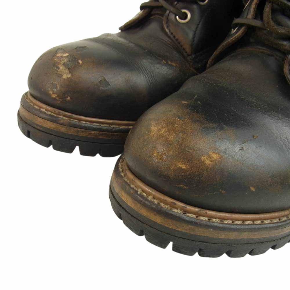 RED WING レッドウィング PT91 2218 スチールトゥ レースアップ ロガー 茶芯 ブーツ ブラック系 実寸約26.5cm【中古】