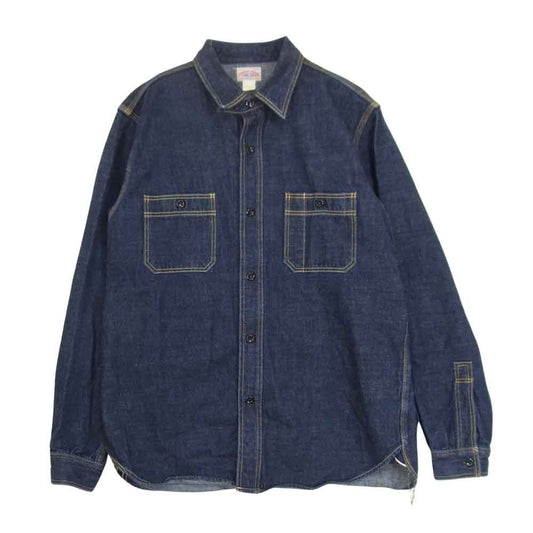 The REAL McCOY'S ザリアルマッコイズ 8HU DENIM SERVICEMAN デニム ワークシャツ 長袖 シャツ インディゴブルー系 16【中古】
