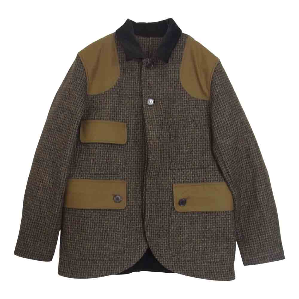 BLACK SIGN ブラックサイン WOODLAND TWEED HUNTING COAT ハリスツイード オイルドコットン ハンティング ジャケット コート ブラウン系 40【中古】