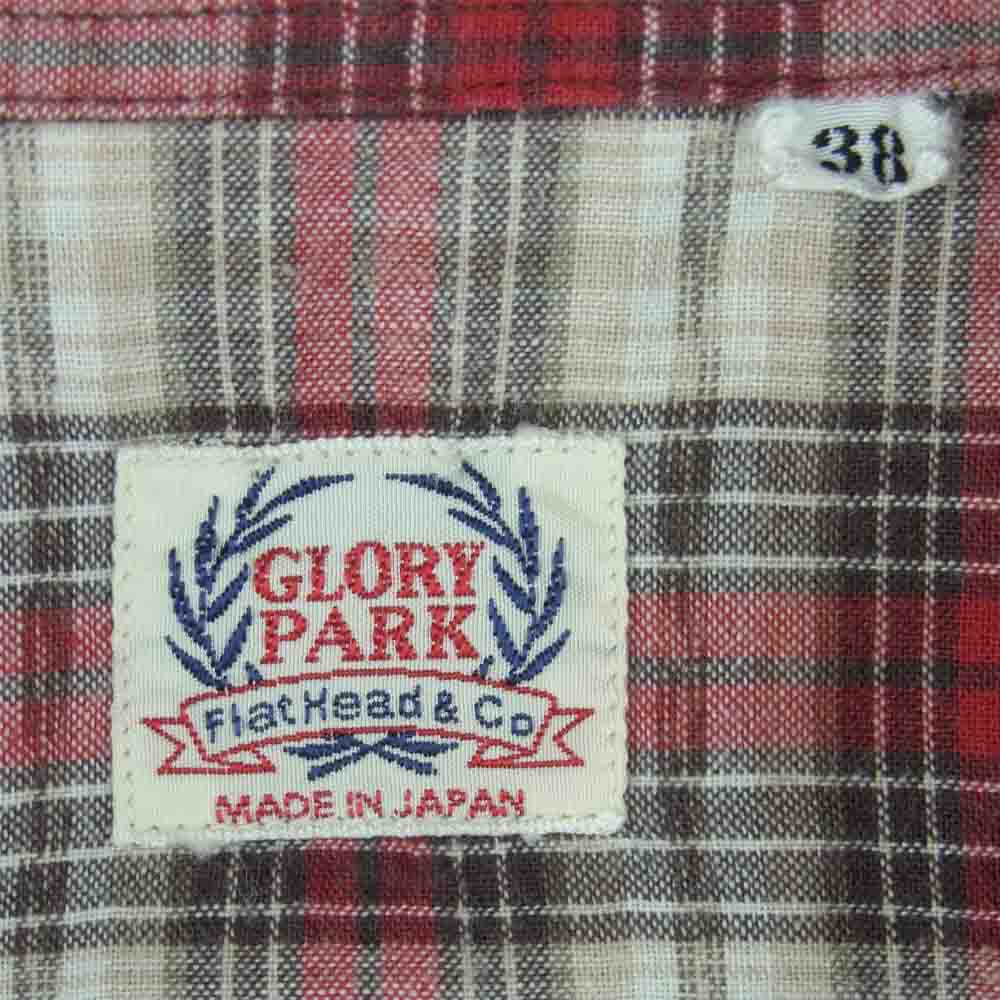 THE FLAT HEAD ザフラットヘッド GLORY PARK グローリーパーク 半袖 チェック ウエスタン シャツ レッド系 ホワイト系 38【美品】【中古】