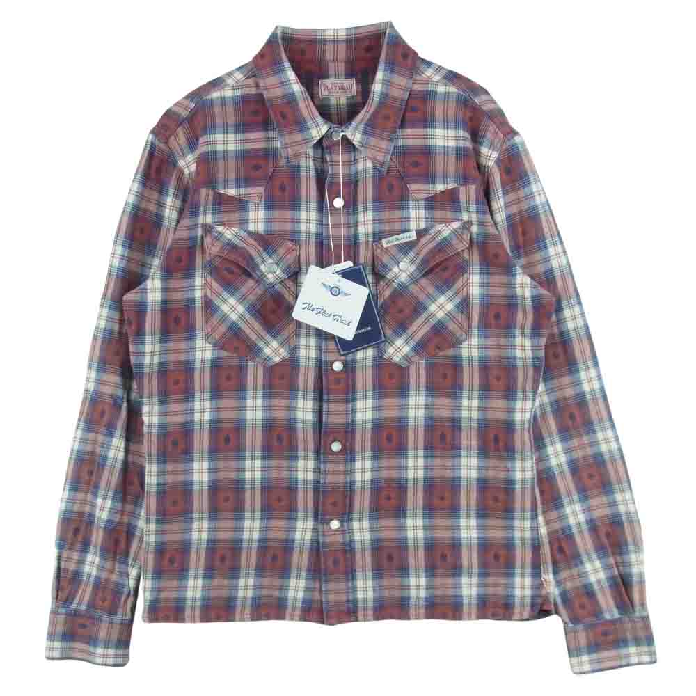 THE FLAT HEAD ザフラットヘッド F-SCW-004L NATIVE CHECK WESTERN SHIRT ネイティヴ チェック ウエスタン 長袖 シャツ レッド系 ブルー系 38【美品】【中古】
