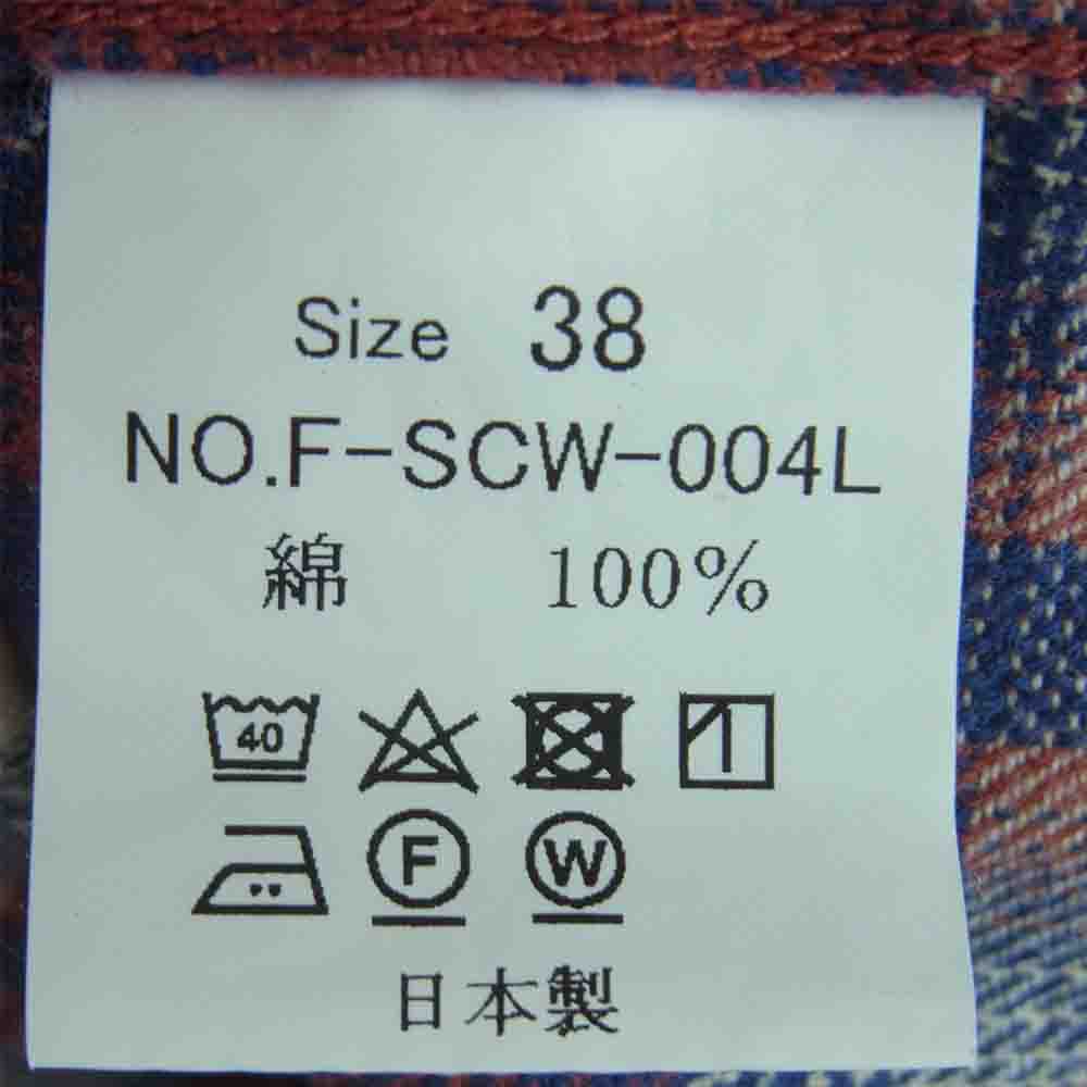 THE FLAT HEAD ザフラットヘッド F-SCW-004L NATIVE CHECK WESTERN SHIRT ネイティヴ チェック ウエスタン 長袖 シャツ レッド系 ブルー系 38【美品】【中古】