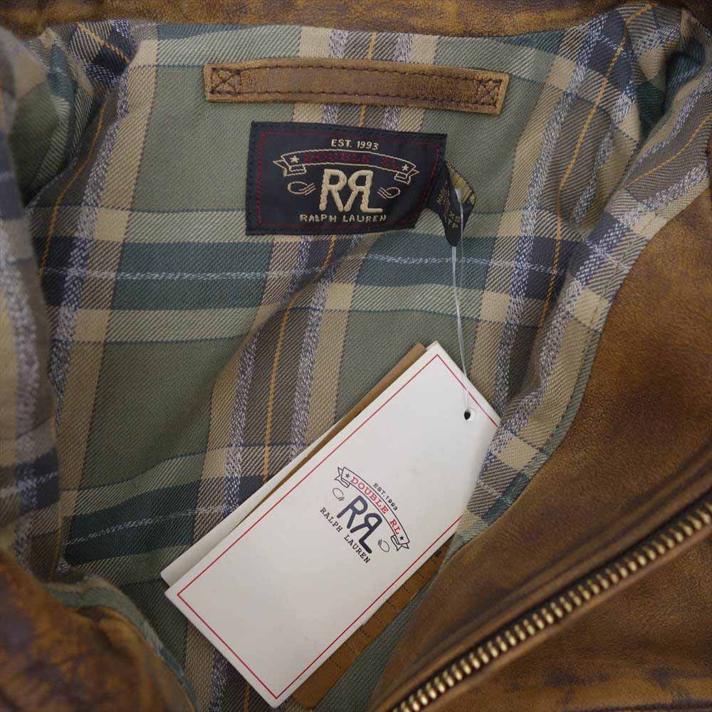 RRL ダブルアールエル カウハイド タンニン鞣し加工 シングル レザー ライダース ジャケット ブラウン系 XS【新古品】【未使用】【中古】