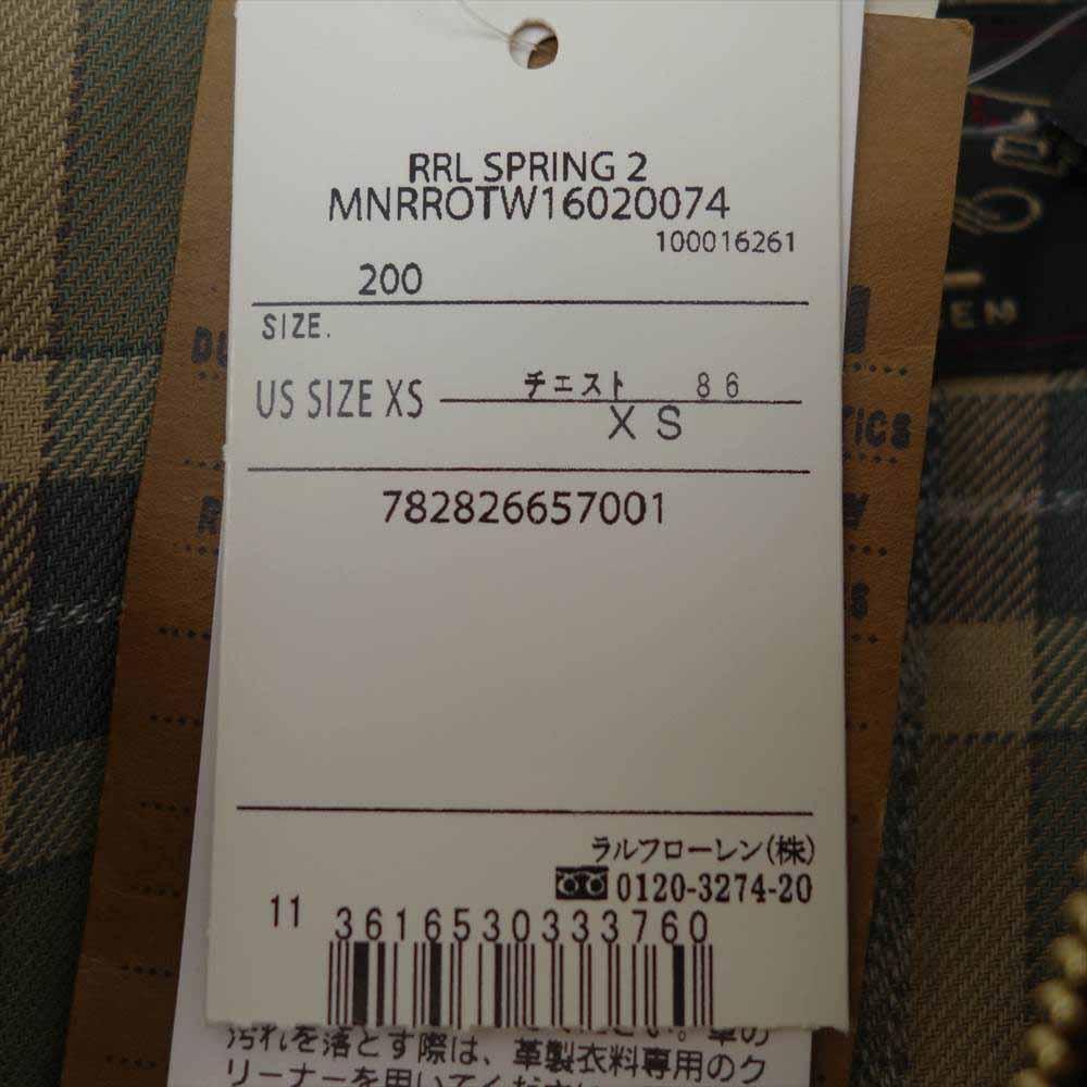 RRL ダブルアールエル カウハイド タンニン鞣し加工 シングル レザー ライダース ジャケット ブラウン系 XS【新古品】【未使用】【中古】