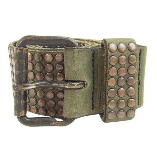 HTC エイチティーシー 10000 Studs フルスタッズ レザー ベルト グリーン系【中古】