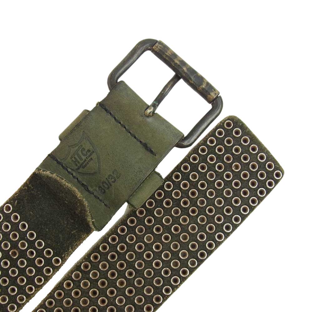 HTC エイチティーシー 10000 Studs フルスタッズ レザー ベルト グリーン系【中古】