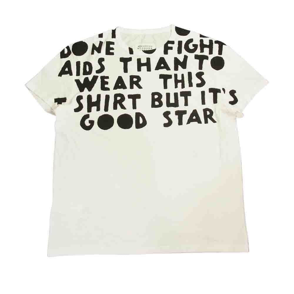 MAISON MARGIELA メゾンマルジェラ 20SS S51GC0482 S22816 1ライン ジャパンタグ 20SS S51GC0482 S22816 AIDS エイズT チャリティ クルーネック 半袖 Tシャツ カットソー ホワイト系 S【中古】