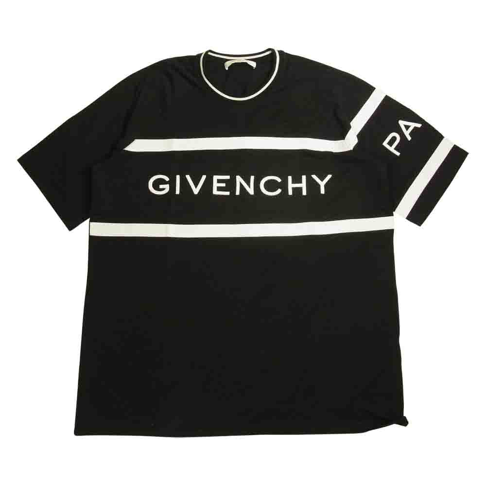 GIVENCHY ジバンシィ BM70KU3002 ジャパンタグ 4G CONTRAST LOGO TEE コントラスト ライン ロゴ Tシャツ ブラック系 S【美品】【中古】