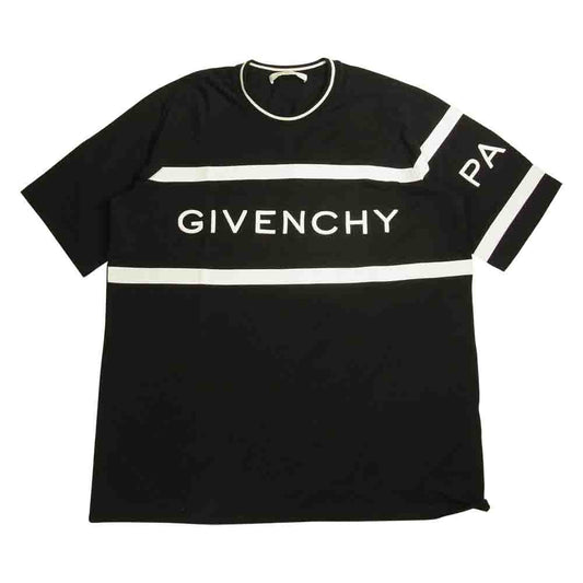 GIVENCHY ジバンシィ BM70KU3002 ジャパンタグ 4G CONTRAST LOGO TEE コントラスト ライン ロゴ Tシャツ ブラック系 S【美品】【中古】