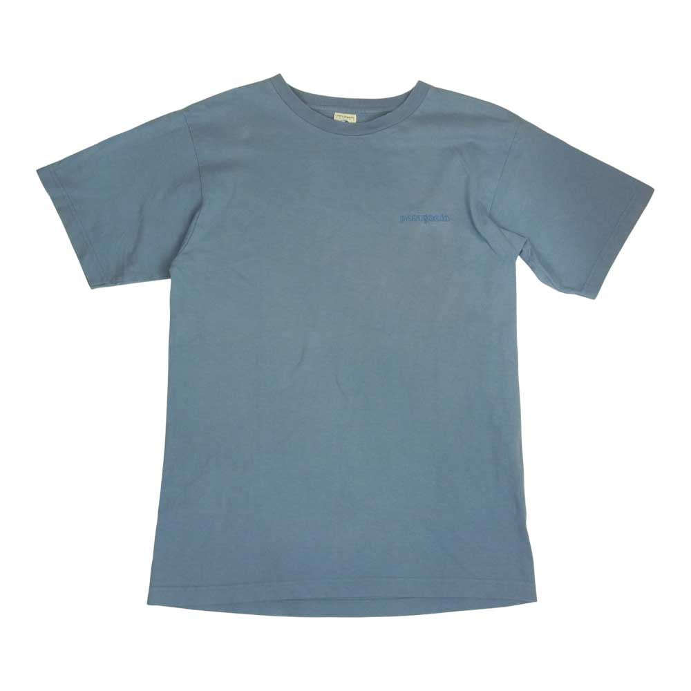 patagonia パタゴニア オーガニック コットン 刺繍 ロゴ Tシャツ ブルー系 S【中古】