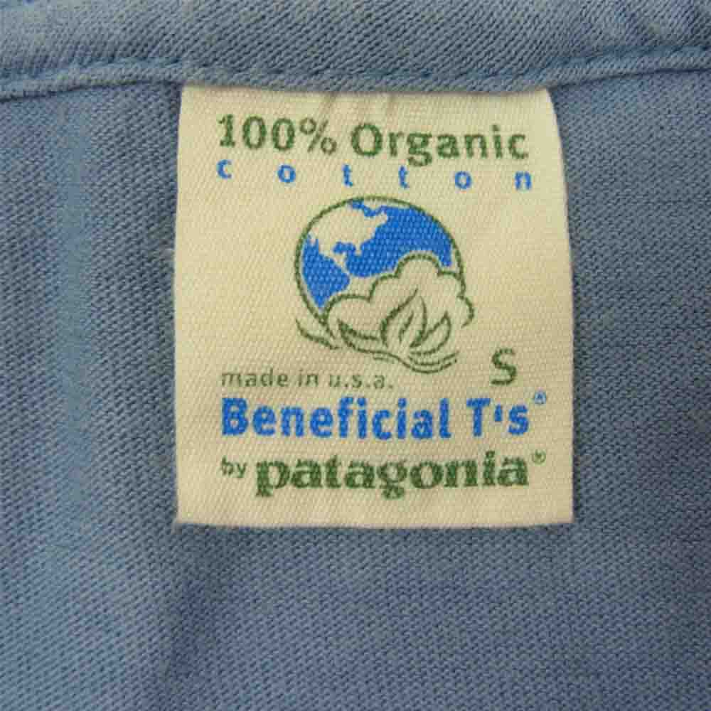 patagonia パタゴニア オーガニック コットン 刺繍 ロゴ Tシャツ ブルー系 S【中古】
