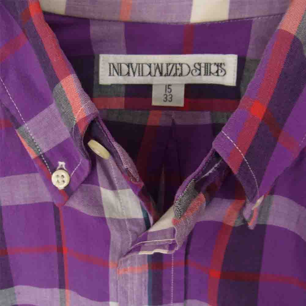 INDIVIDUALIZED SHIRTS インディビジュアライズドシャツ ボタンダウン チェック シャツ パープル系 15/33【中古】