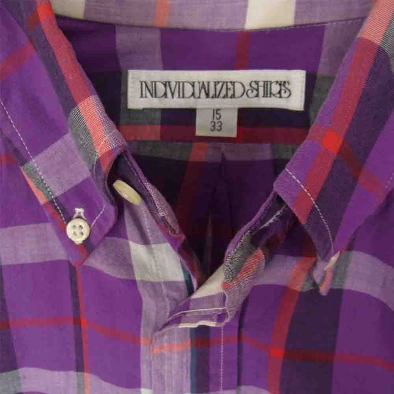 INDIVIDUALIZED SHIRTS インディビジュアライズドシャツ ボタンダウン チェック シャツ パープル系 15/33【中古】