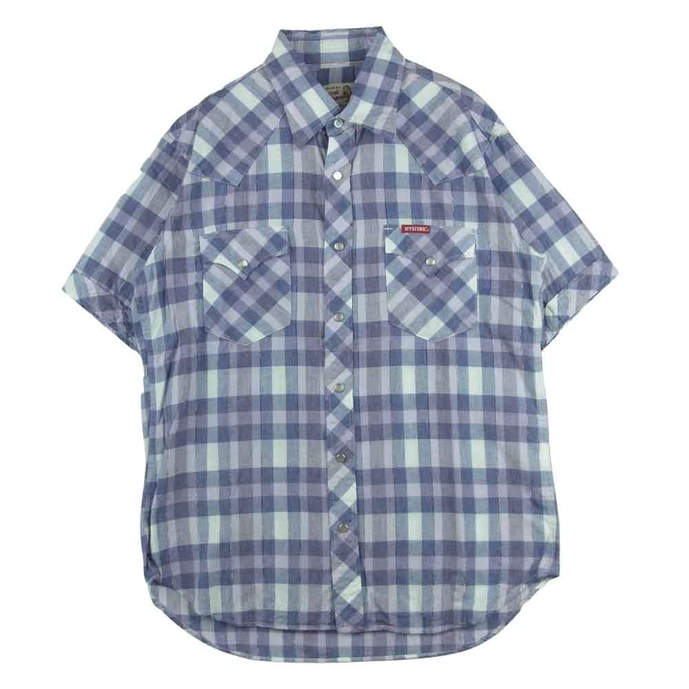 HYSTERIC GLAMOUR ヒステリックグラマー 02202AH04 チェック ウエスタン 半袖 シャツ パープル系 L【美品】【中古】