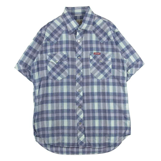 HYSTERIC GLAMOUR ヒステリックグラマー 02202AH04 チェック ウエスタン 半袖 シャツ パープル系 L【美品】【中古】