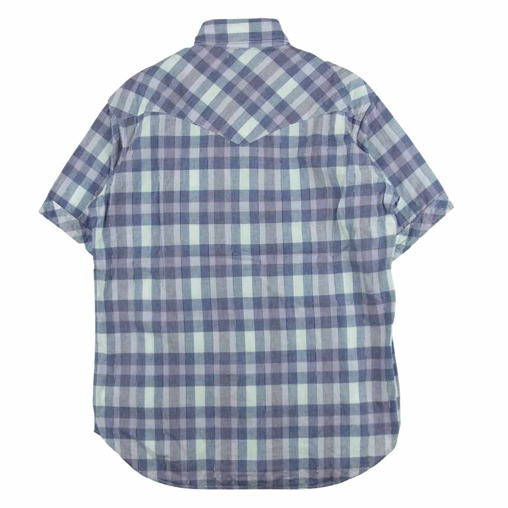 HYSTERIC GLAMOUR ヒステリックグラマー 02202AH04 チェック ウエスタン 半袖 シャツ パープル系 L【美品】【中古】