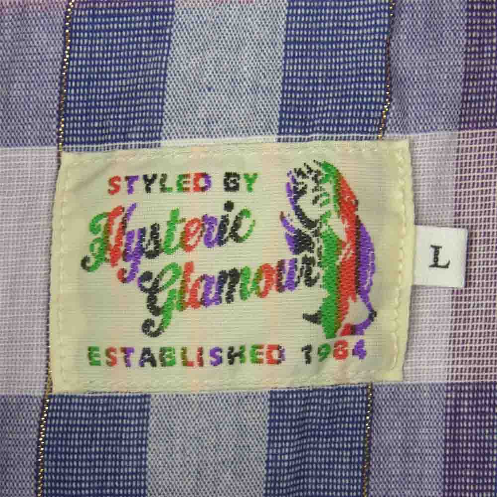 HYSTERIC GLAMOUR ヒステリックグラマー 02202AH04 チェック ウエスタン 半袖 シャツ パープル系 L【美品】【中古】
