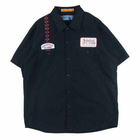 HYSTERIC GLAMOUR ヒステリックグラマー 02172AH08 HYS VILLAGE エンジニア 半袖 シャツ ブラック系 L【中古】