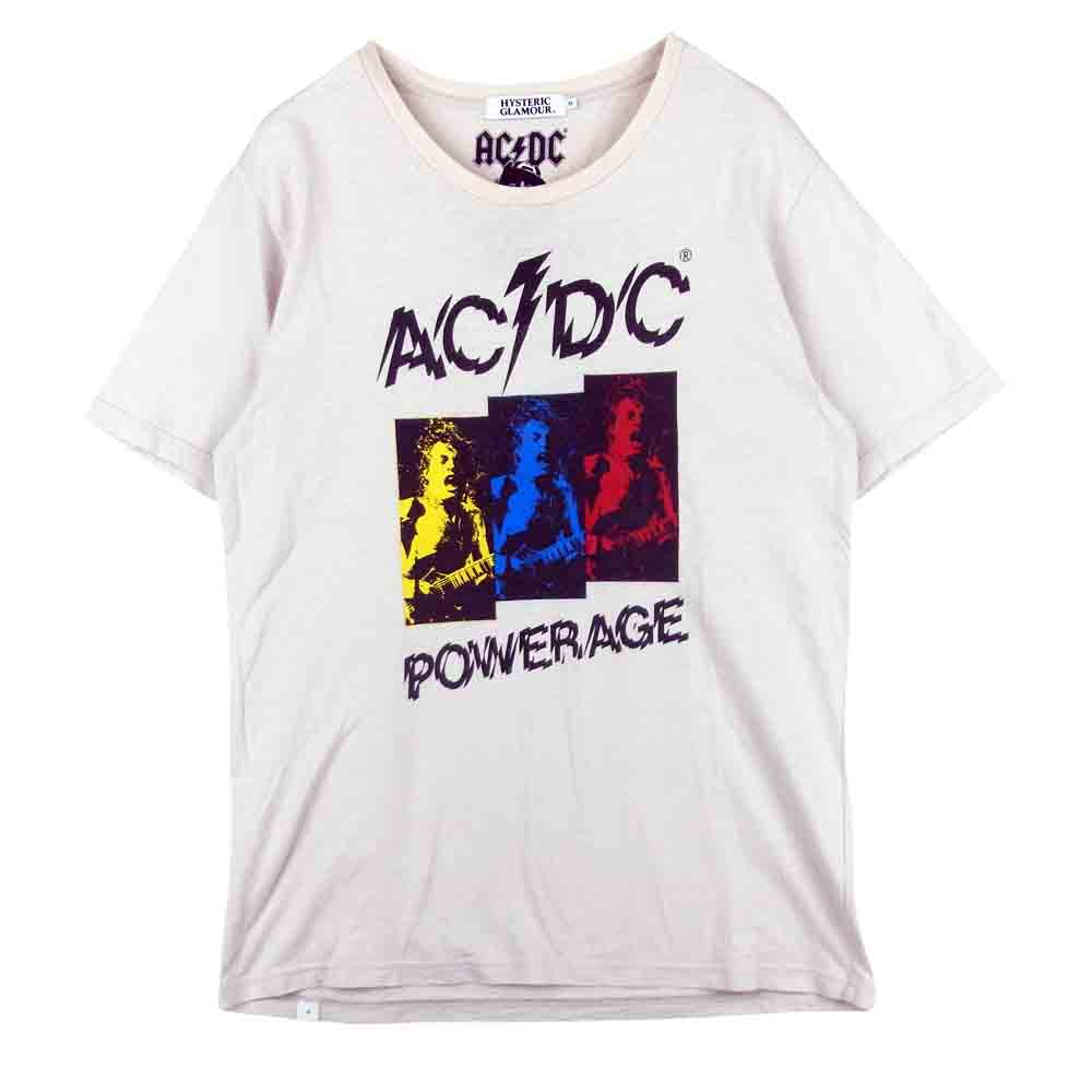 HYSTERIC GLAMOUR ヒステリックグラマー 0222CT15 ACDC プリント 半袖 Tシャツ コットン 日本製 グレー系 M【中古】