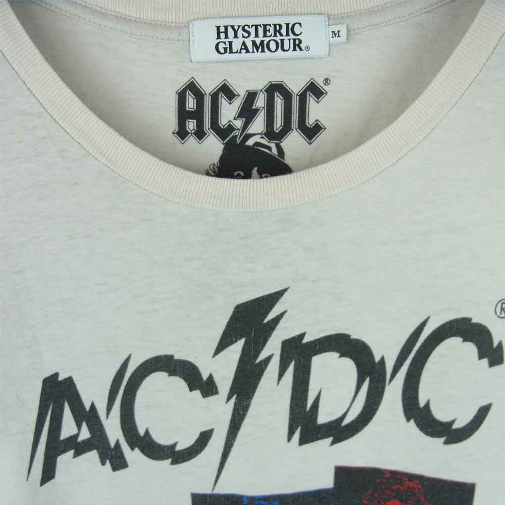 HYSTERIC GLAMOUR ヒステリックグラマー 0222CT15 ACDC プリント 半袖 Tシャツ コットン 日本製 グレー系 M【中古】