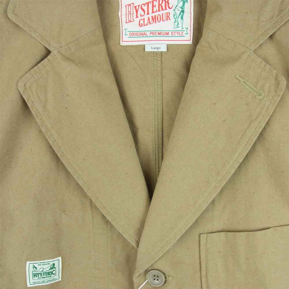 HYSTERIC GLAMOUR ヒステリックグラマー 02203AB09 INCREDIBLE 3ツ釦 テーラード ジャケット ベージュ系 L【新古品】【未使用】【中古】