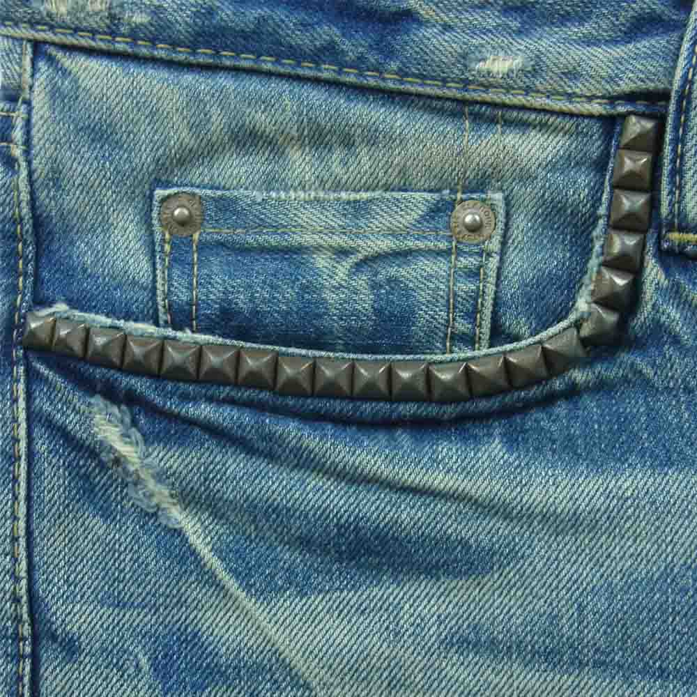 HYSTERIC GLAMOUR ヒステリックグラマー 0204AP06 CPR加工 スタッズ ボタンフライ デニム パンツ インディゴブルー系 32【中古】