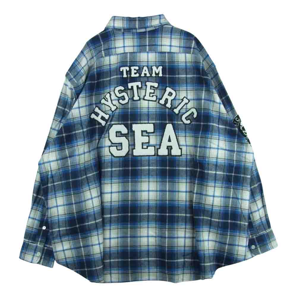 HYSTERIC GLAMOUR ヒステリックグラマー WDS-HYS-3-04 WINDANDSEA ウィンダンシー CHECK SHIRT チェック 長袖 シャツ ブルー系 XL【極上美品】【中古】