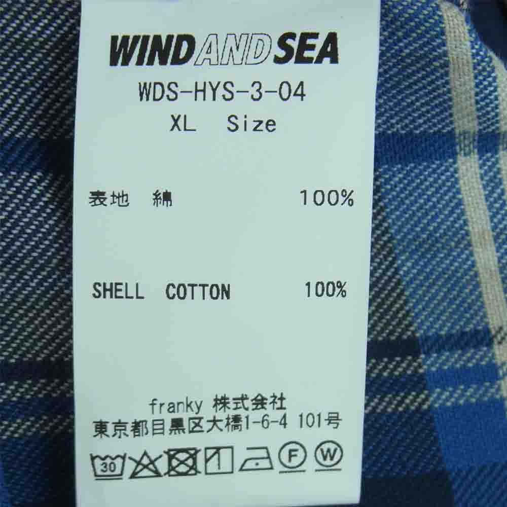 HYSTERIC GLAMOUR ヒステリックグラマー WDS-HYS-3-04 WINDANDSEA ウィンダンシー CHECK SHIRT チェック 長袖 シャツ ブルー系 XL【極上美品】【中古】