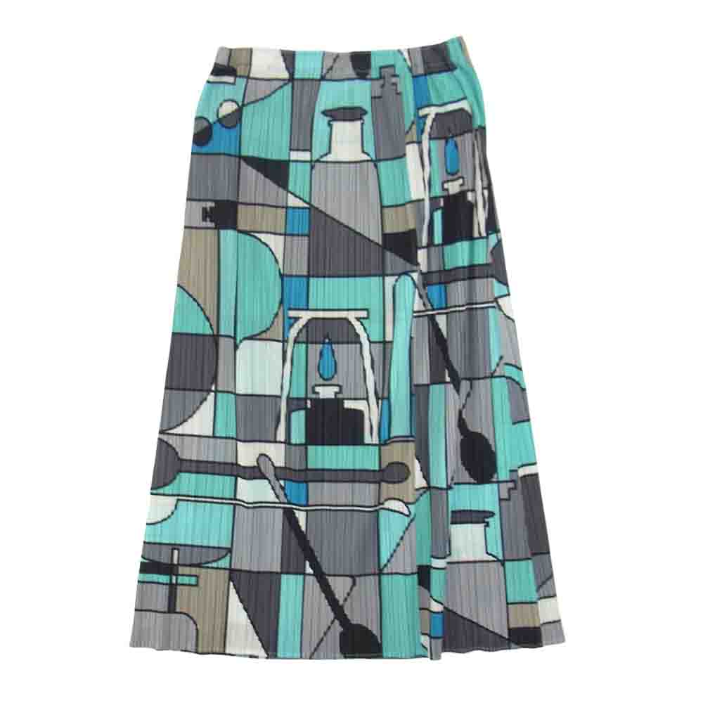 PLEATS PLEASE プリーツプリーズ イッセイミヤケ PP81-JG635 プリーツ加工 総柄 スカート ブルー ブルー系 3【美品】【中古】