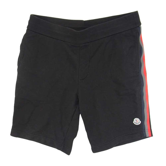 MONCLER モンクレール PANTALONE CORTO トリコロールサイドライン スウェット ショーツ ハーフパンツ ブラック系 M【中古】
