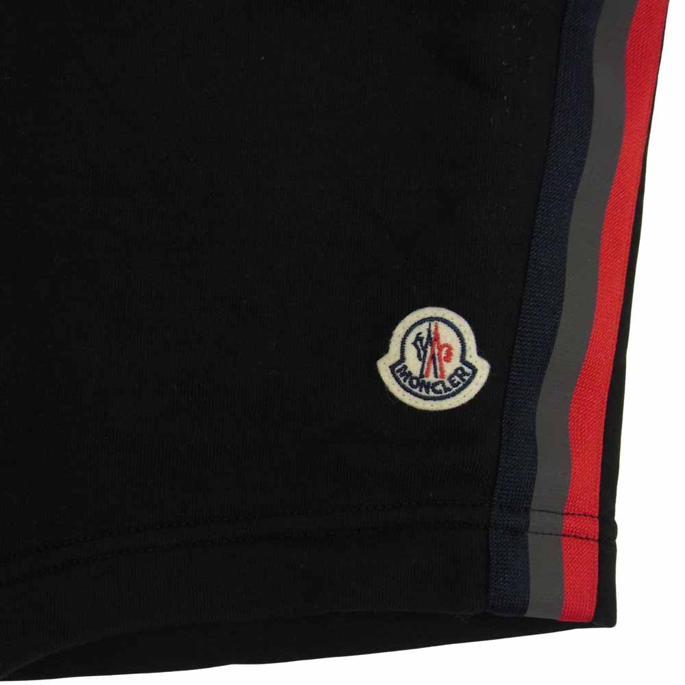 MONCLER モンクレール PANTALONE CORTO トリコロールサイドライン スウェット ショーツ ハーフパンツ ブラック系 M【中古】