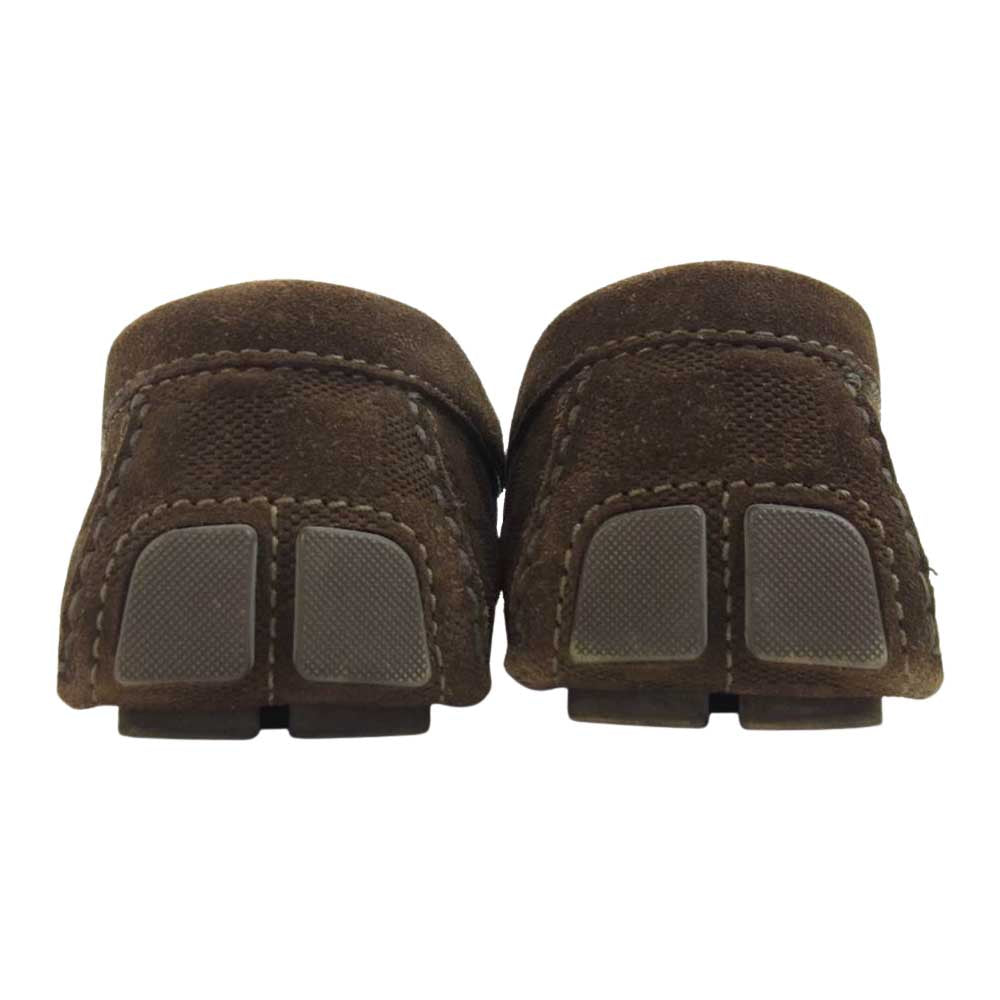 LOUIS VUITTON ルイ・ヴィトン ダミエ レザー スエード スリッポン ドライビング シューズ ダークブラウン系 7【中古】