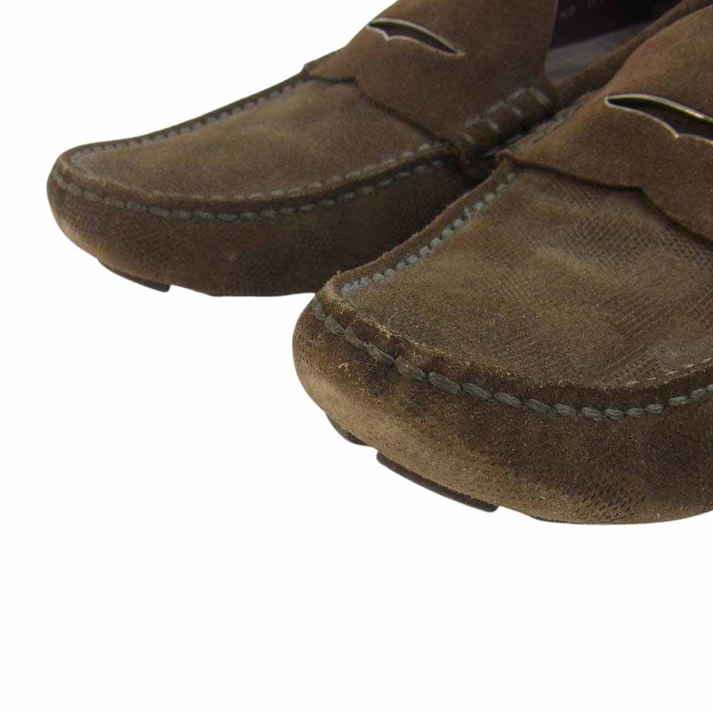 LOUIS VUITTON ルイ・ヴィトン ダミエ レザー スエード スリッポン ドライビング シューズ ダークブラウン系 7【中古】
