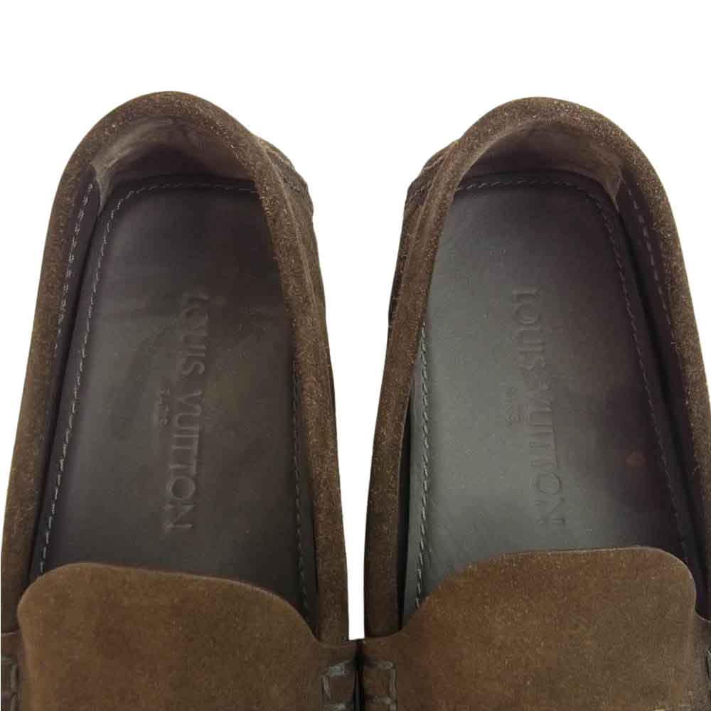 LOUIS VUITTON ルイ・ヴィトン ダミエ レザー スエード スリッポン ドライビング シューズ ダークブラウン系 7【中古】